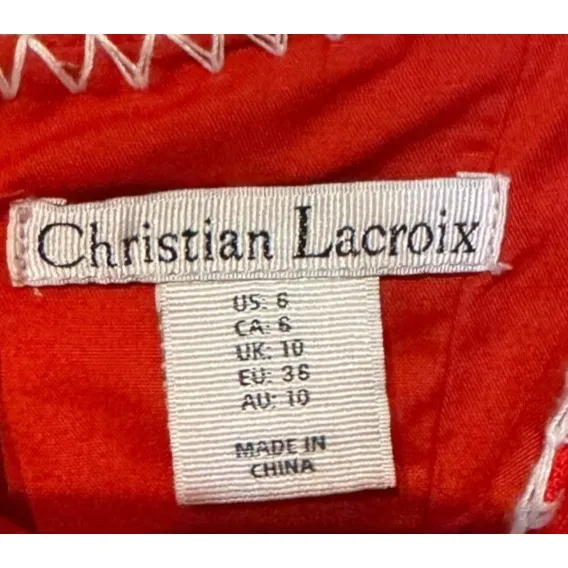 Christian Lacroix Women Dress Scoop Neck Lined Lightweight Sleeveless Red 6 NWOT - Image 5