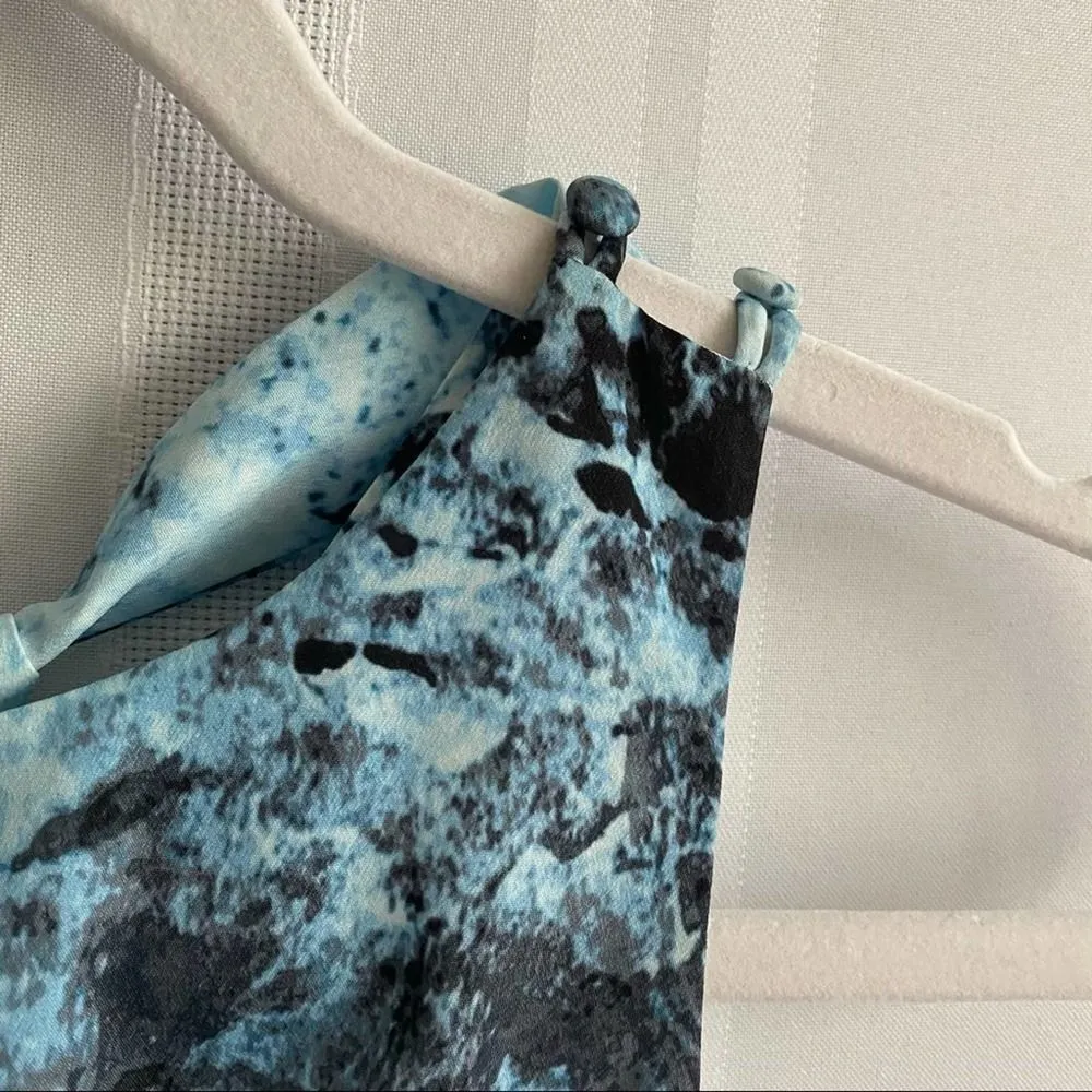 Keepsake Better Off Alone Romper Light Blue Small Sleeveless Open Back Pleated - Image 7