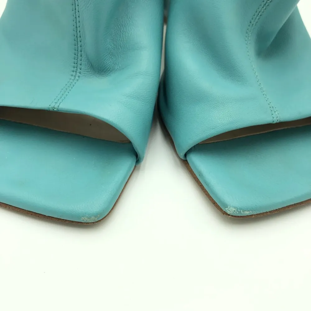 Steve Madden Teal Blue Tule Open Toe Mule Heels Size 10 - Image 12