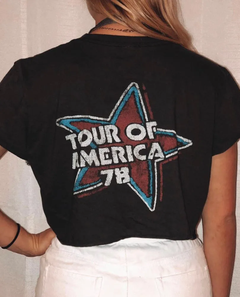 Rolling Stones Distressed Crop Tee Multiple Size M - Image 2