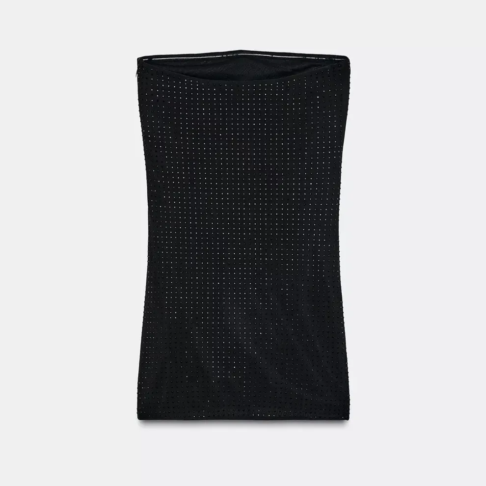 Zara NWT black jeweled draped embellished stretchy fitted mini dress - Image 7