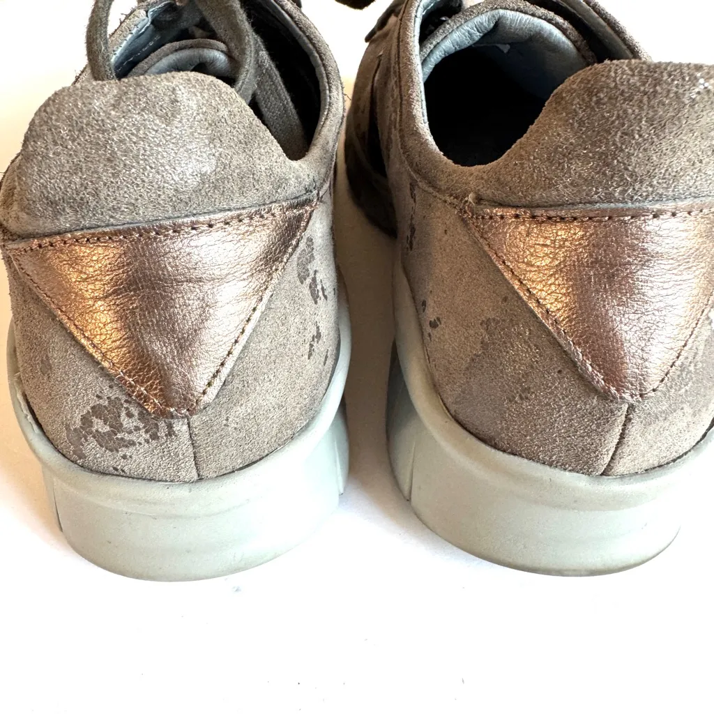 Naot Buzz Lace Up Sneakers Gray Marble Suede Radiant Copper Leather Sz 40 US 9 - Image 11