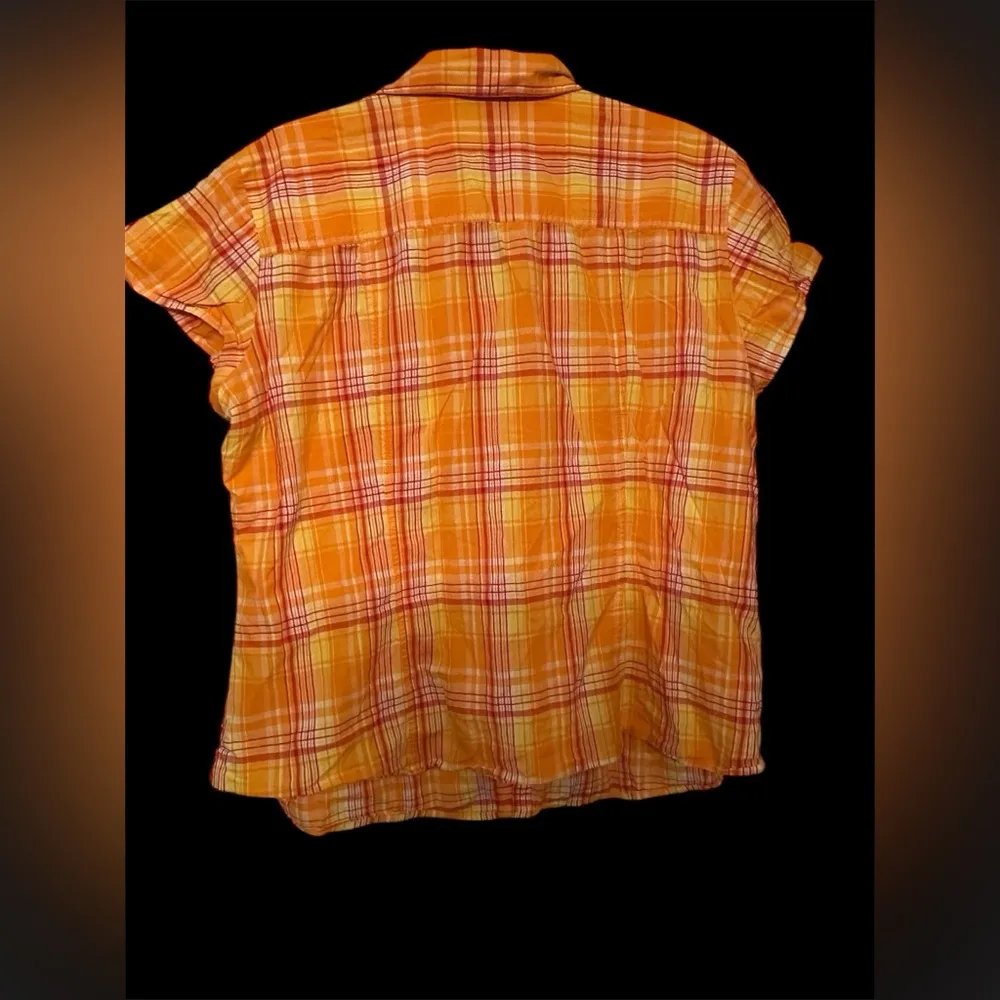 Style & Co. Orange Plaid Button Down Shirt Size 16 - Image 2