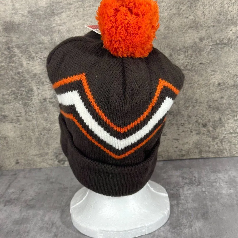 NEW Old Navy Beanie OS Brown Orange Knit Y2K Pom‎ Pom Winter Hat - Image 4