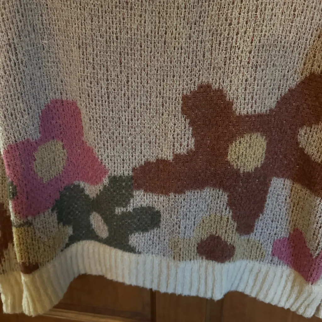 Toad&Co Multicolor Floral cotati dolman Crew Neck Sweater! Pink Size XS - Image 9