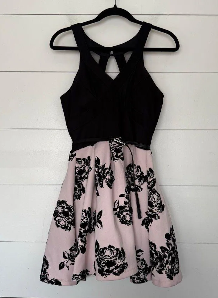 Crystal Doll Women’s 9 Black Patterned Fit & Flare Dress - Image 1