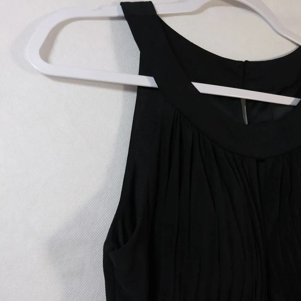 Melrose Black Beige Paisley Asymmetrical Dress Handkerchief Satin Size 8 - Image 6