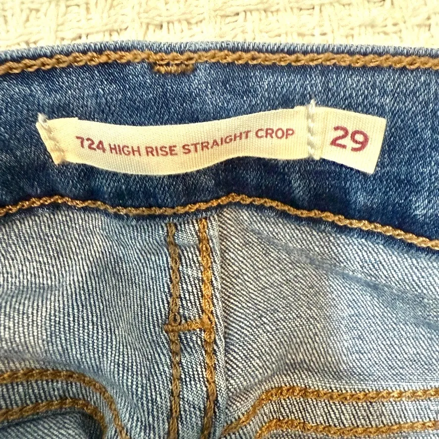 Levi's 724 29 high rise straight crop distressed ripped stretch jeans J1 3056 - Image 4