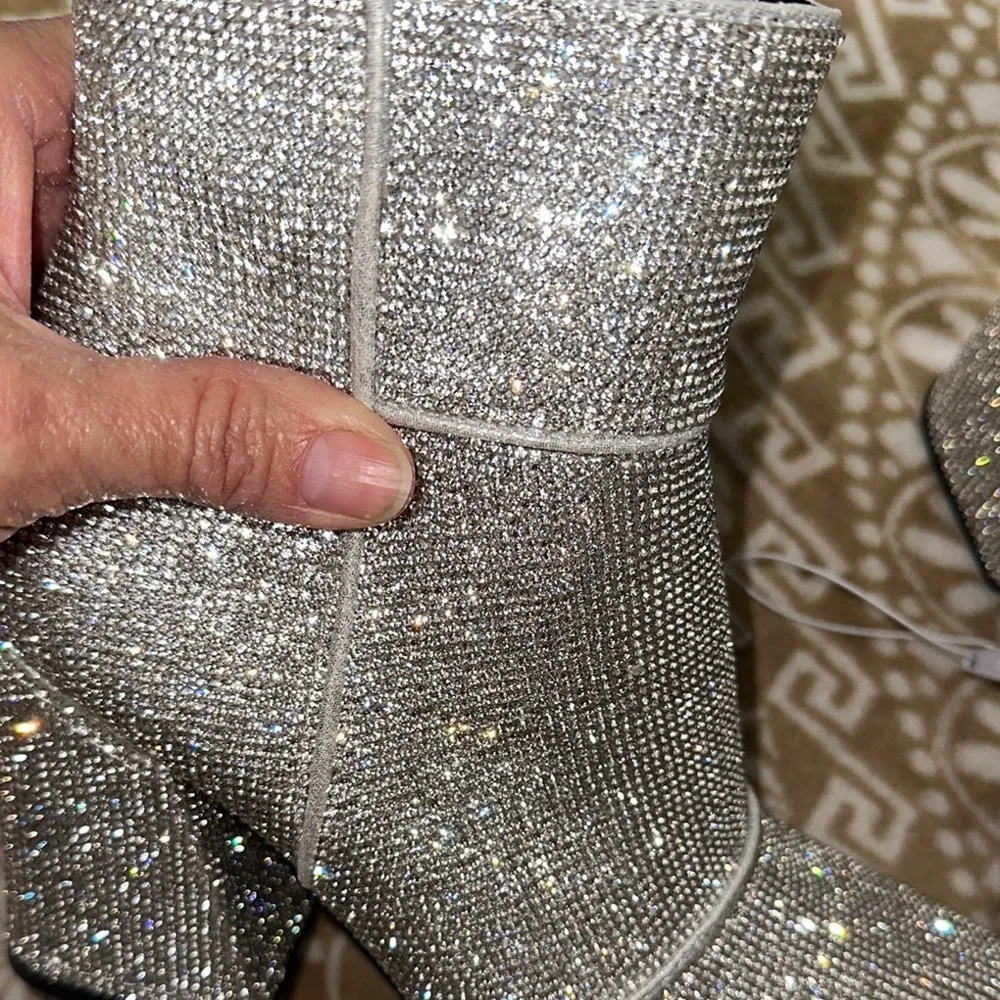 a new day Silver Glitter Ankle Booties with Block Heel - Image 3