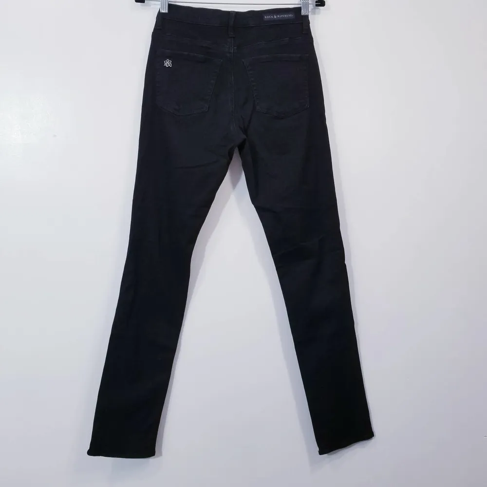 Rock & Republic Berlin Black Denim Distressed Midrise Skinny Jeans - Image 4