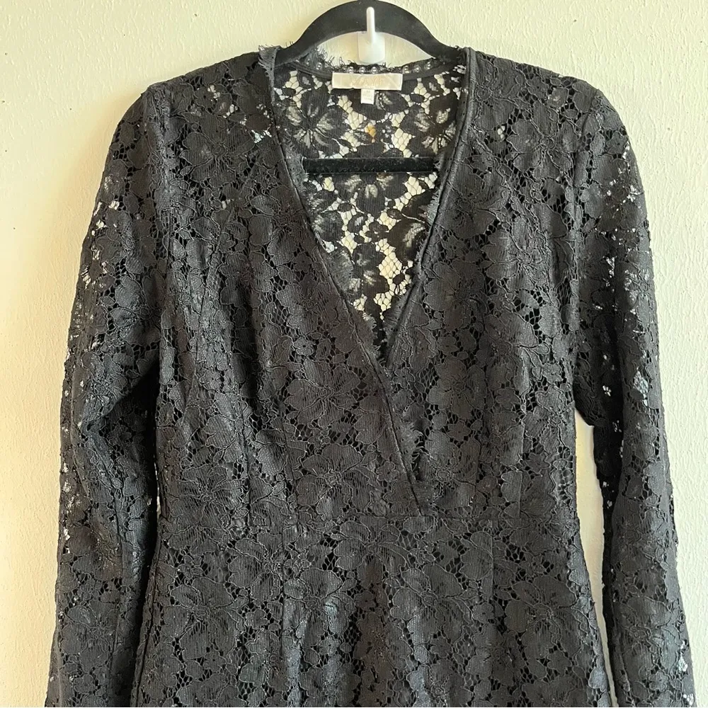 WAYF Dress Black Lace Long-Sleeve Say It Out Loud V Neck Mini Sz M EUC Nordstrom - Image 6