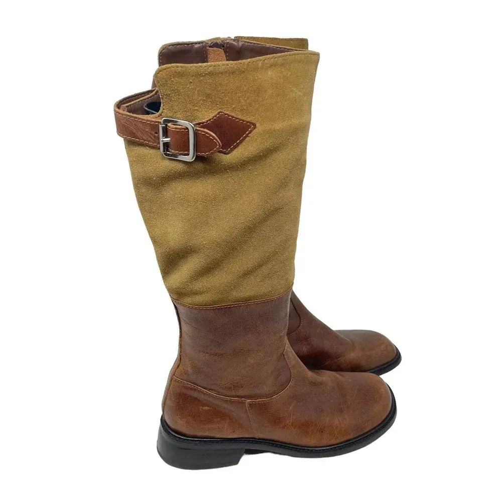 Matisse Suede and Leather Tan‎ Cognac Brown Tall Riding Boots Size 7.5 Tan - Image 3