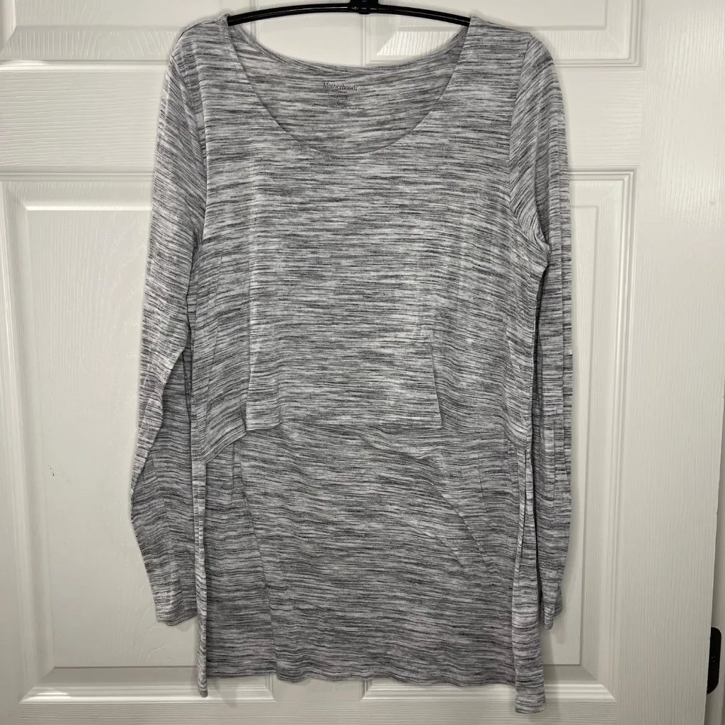 Motherhood‎ Maternity Nursing Top Women's Size Large Heathered Gray Long Sleeves - Image 2