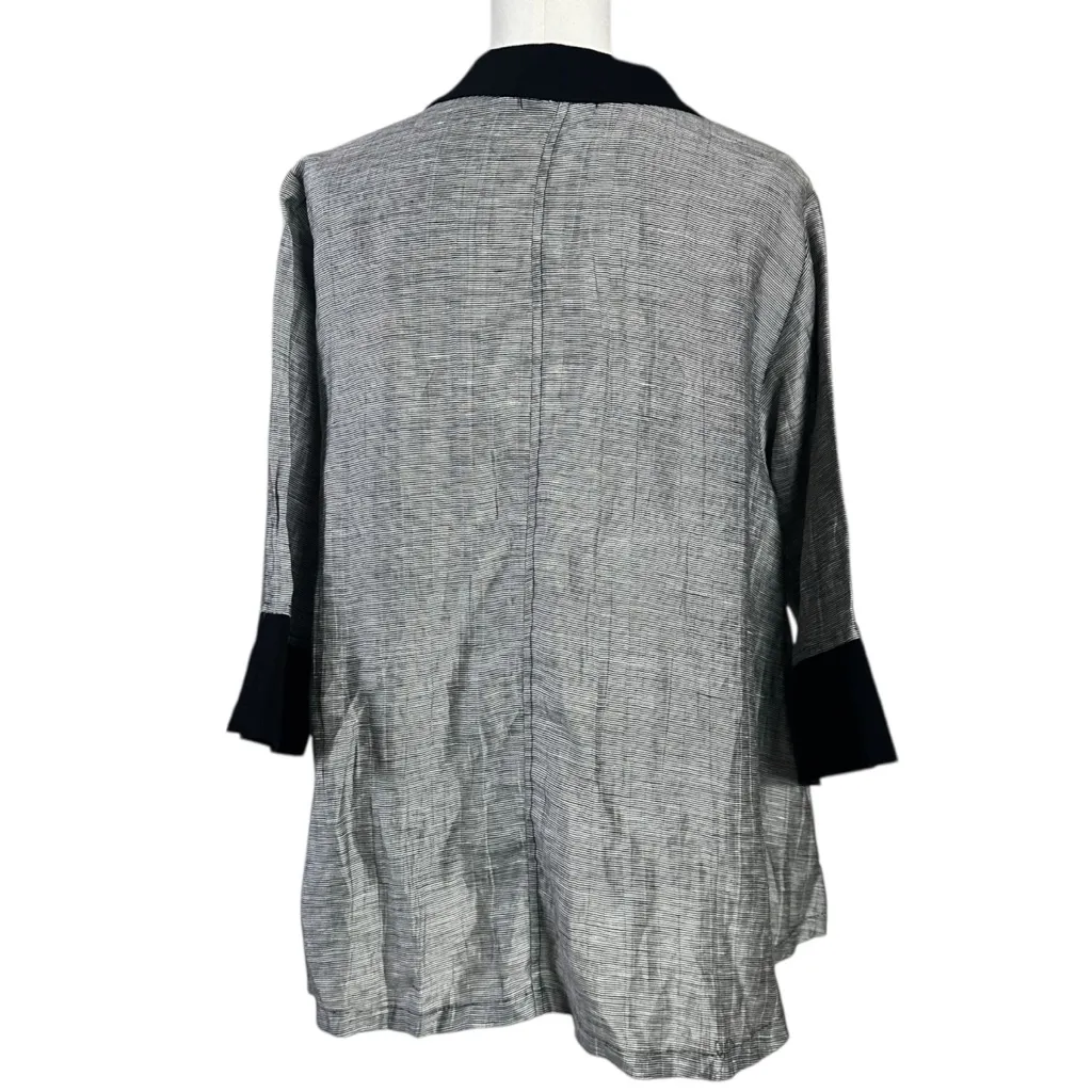 Moonlight LagenLook Linen Asymmetrical Mandarin Collar Frog Button Tunic Top OS - Image 3