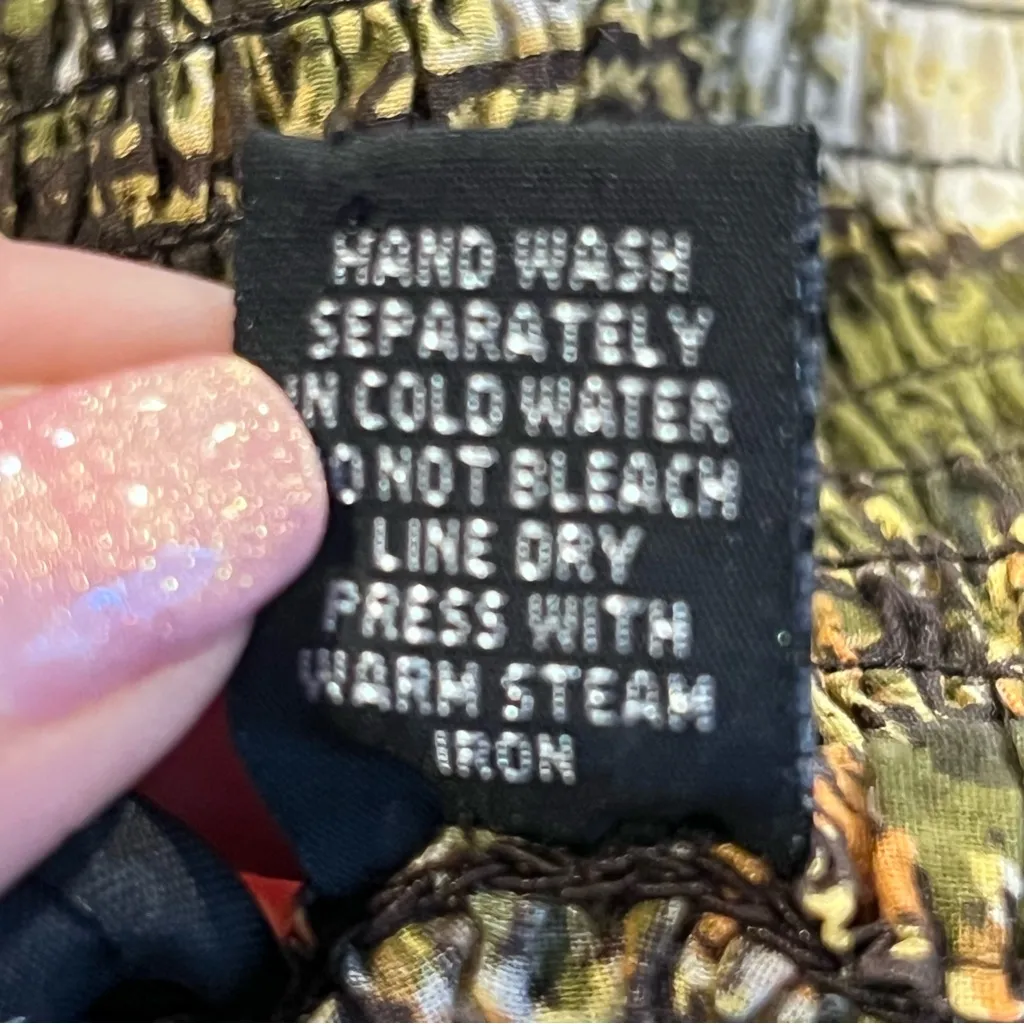 Cassee’s Bohemian Brown Maxi Dress Smocked waist Small Tribal beaded 100% cotton - Image 14