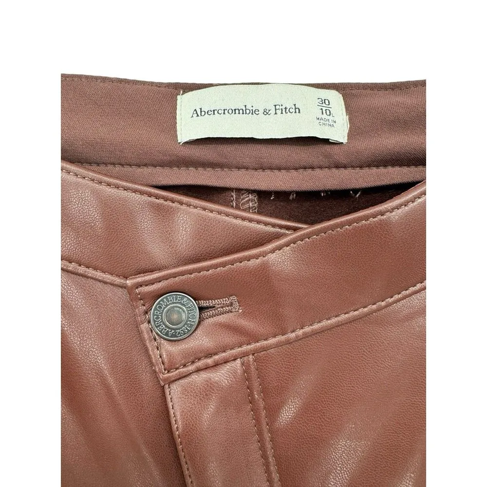 ABERCROMBIE & FITCH Criss-Cross Waist Vegan Leather‎ 90s Straight Pant Size 30 L - Image 4