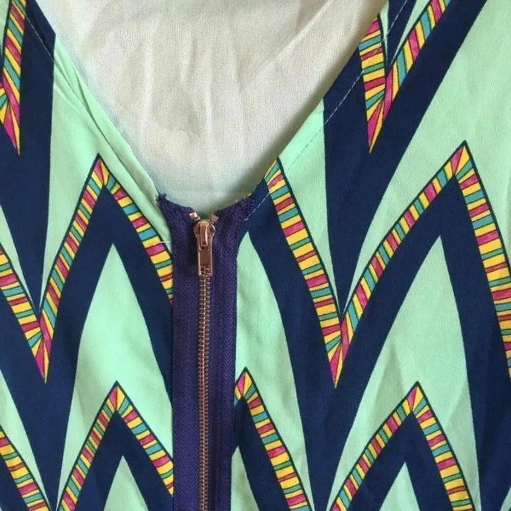 Pink Owl apparel small blue and navy chevron dress - Image 5