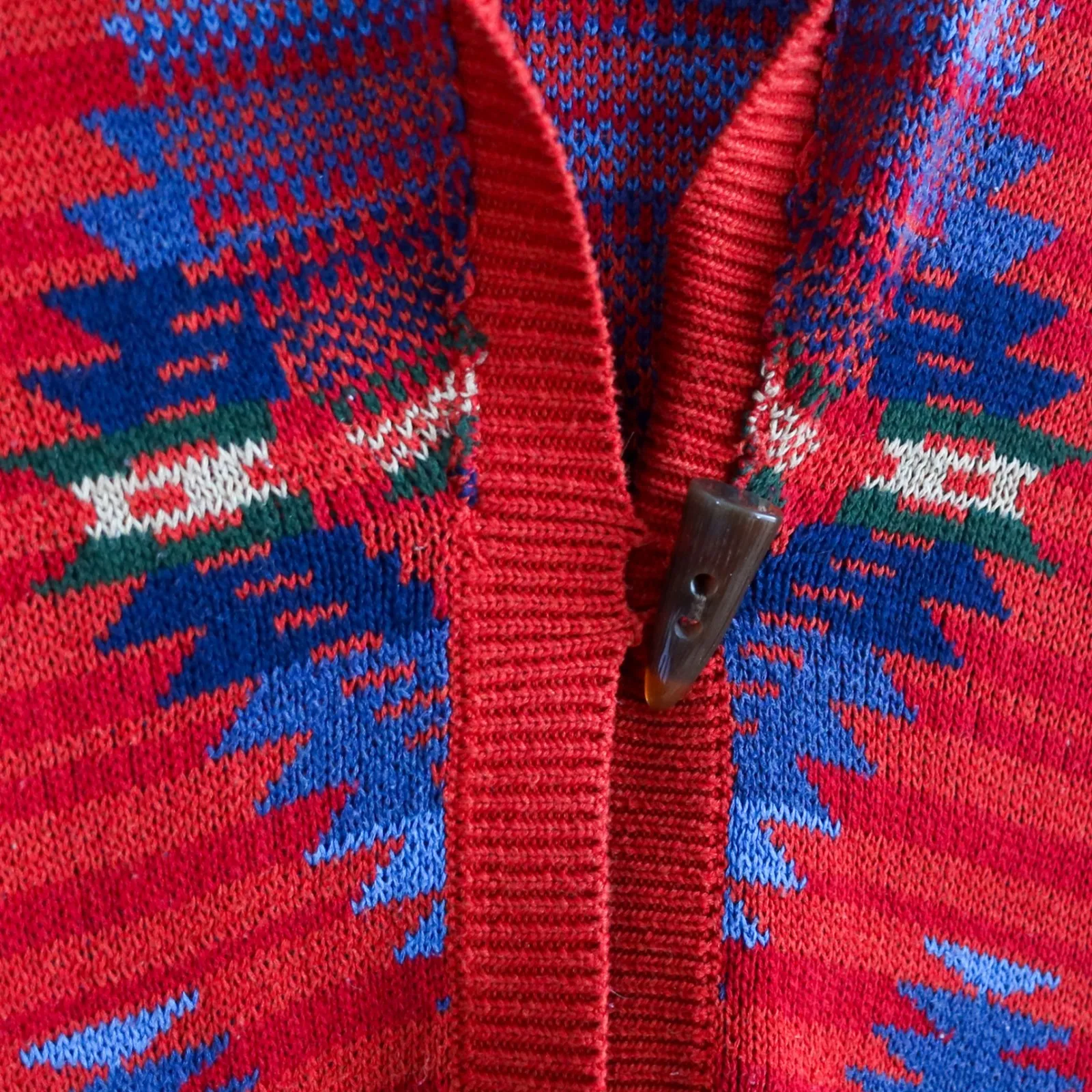 Chaps Denim Shawl Collar Cardigan Sweater Vest M Aztec Geometric Southwestern Red Size M - Image 10