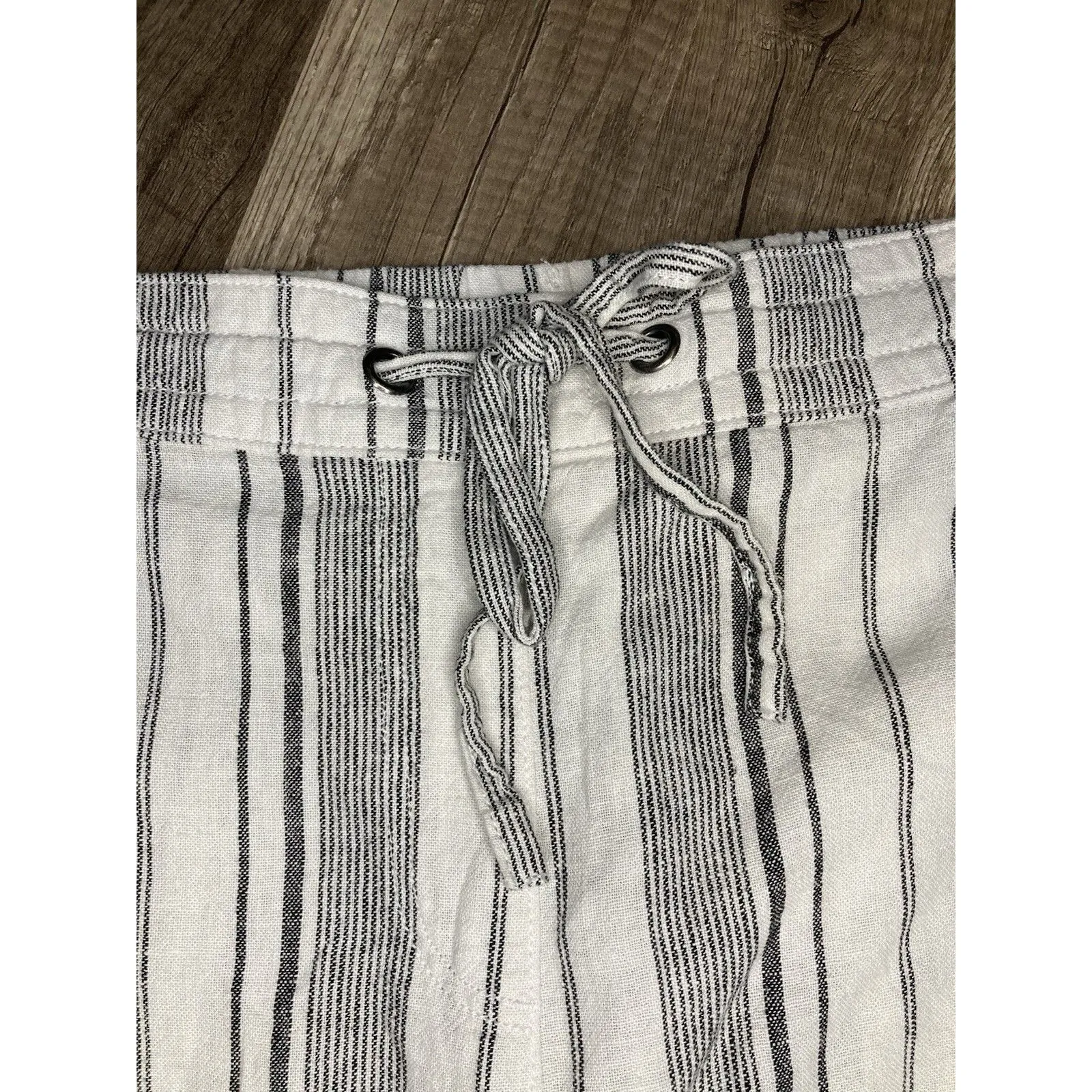 Per Se Womens 2X Linen Blend Flat Front Pants Wide Leg Cropped Coastal Resort - Image 3