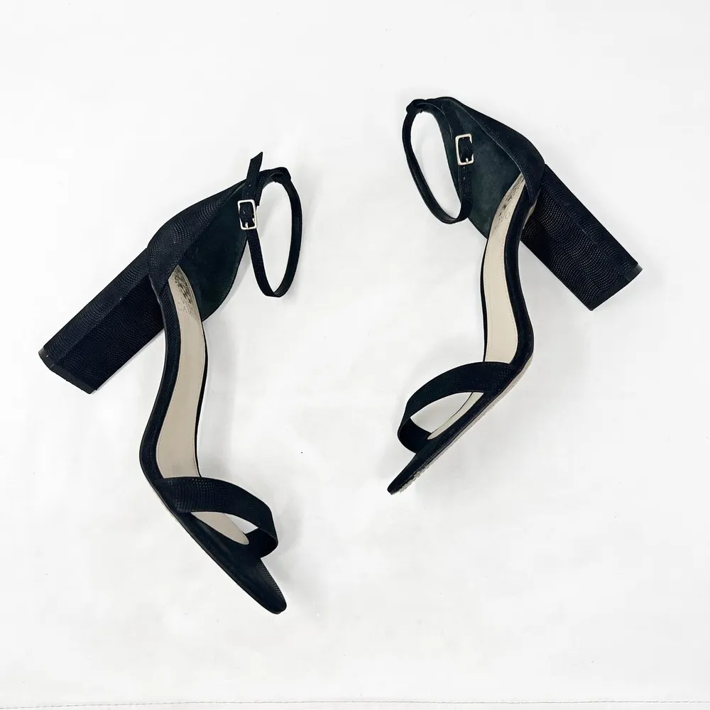 [Vince Camuto] Black Leather Mairana Minimalist Chunky Block Heel Sandals Sz 10 - Image 4