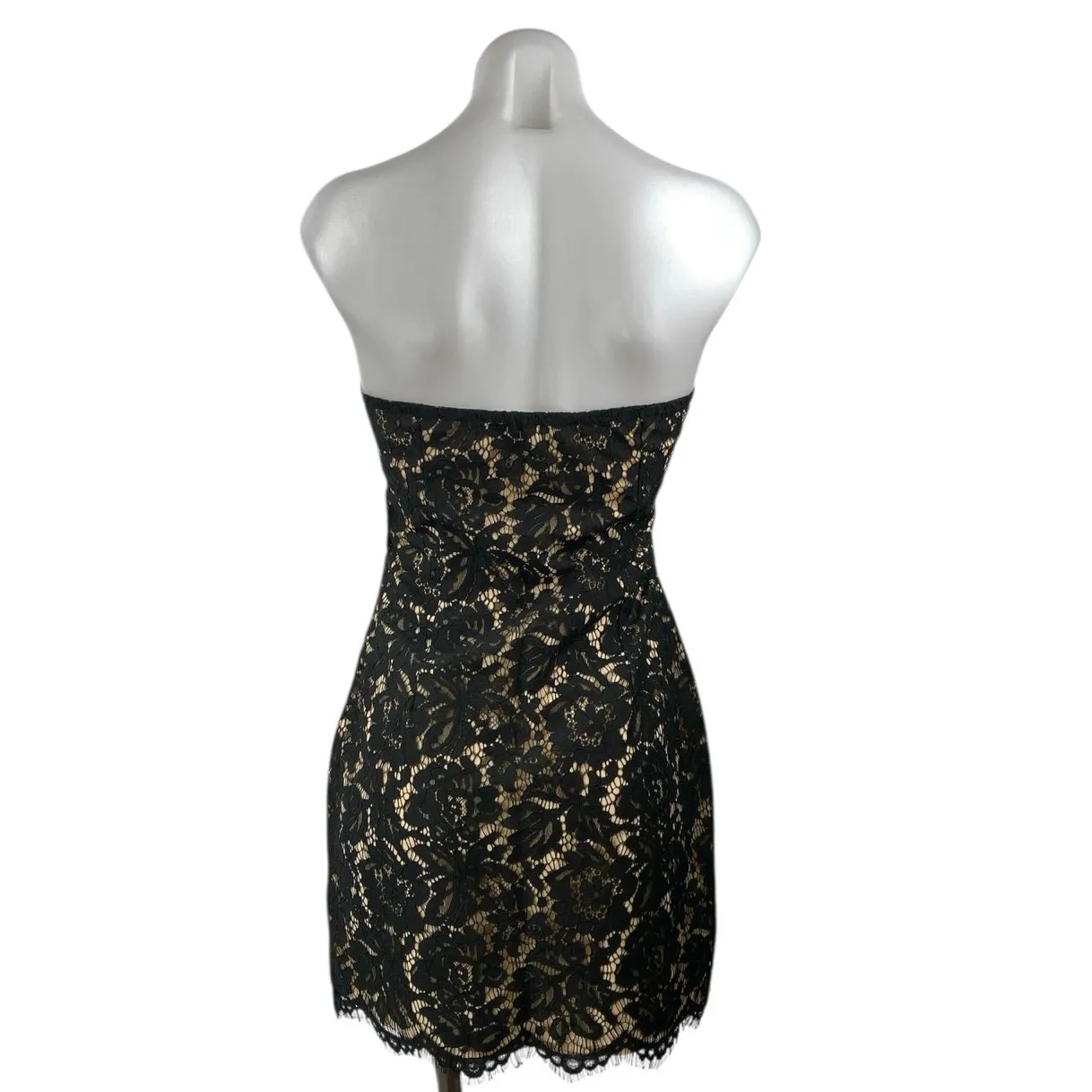 NEW Tobi Black Floral Lace Strapless Sweetheart Sleeveless Mini Sheath Dress L - Image 3
