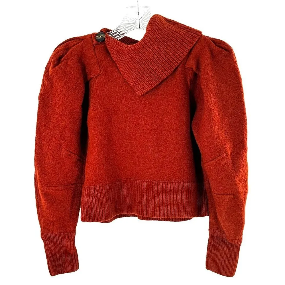 Ulla Johnson Riley Rust Orange Merino Wool Asymmetric Sweater Womens Size Small - Image 9