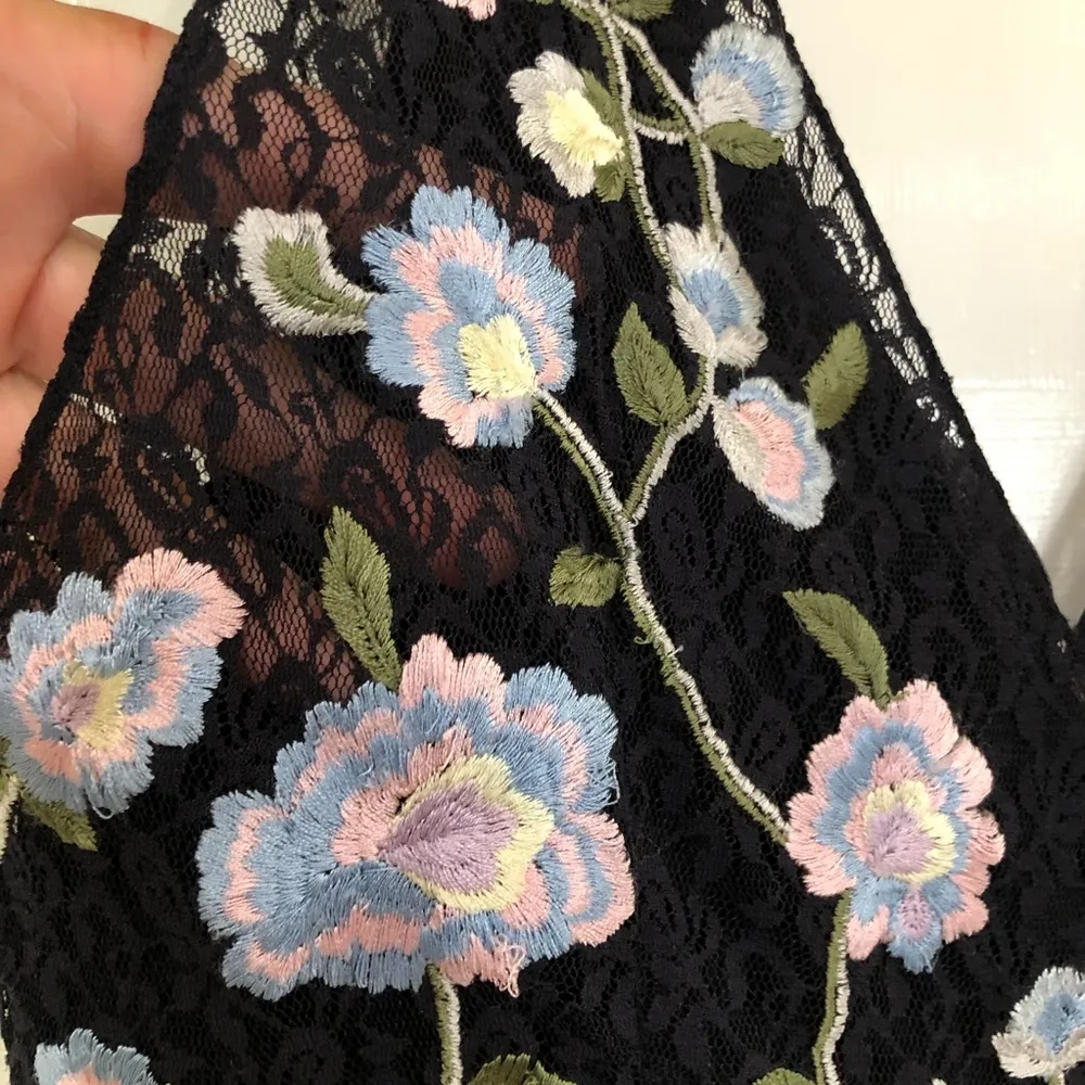 NWT French Connection Abriana Embroidered V Neck Black Dress 6 - Image 9