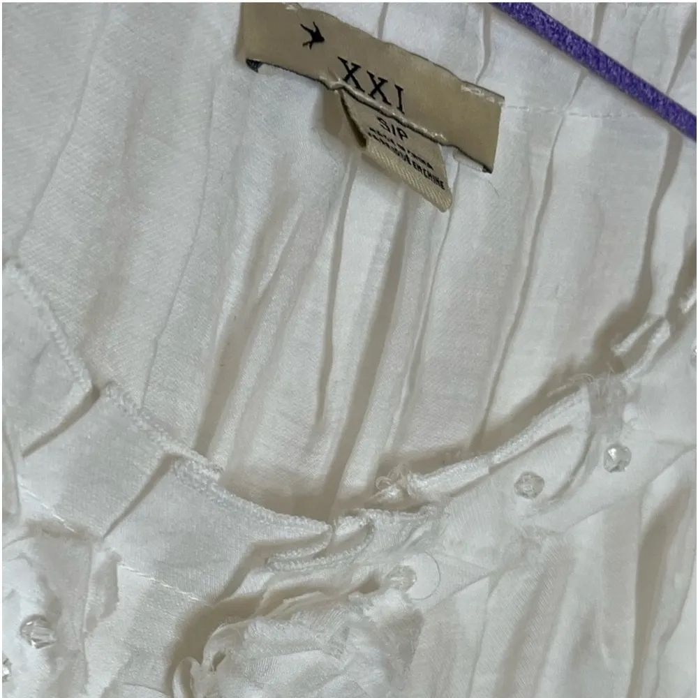 Off white gauzy frilly semi sheer blouse - Image 9