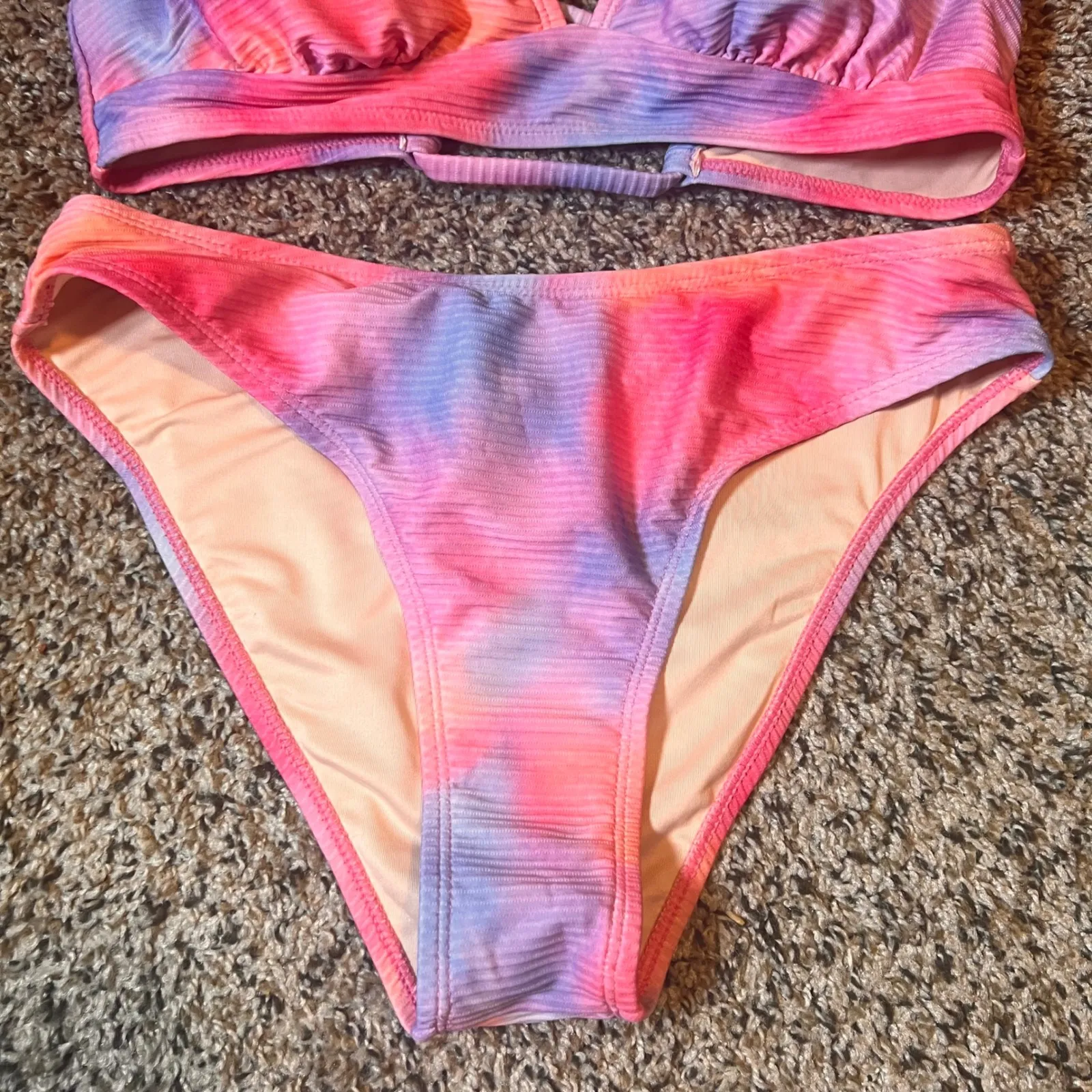 Cupshe‎ Tie Dye Bikini Set Ribbed Two Piece Swimsuit Medium - Image 2