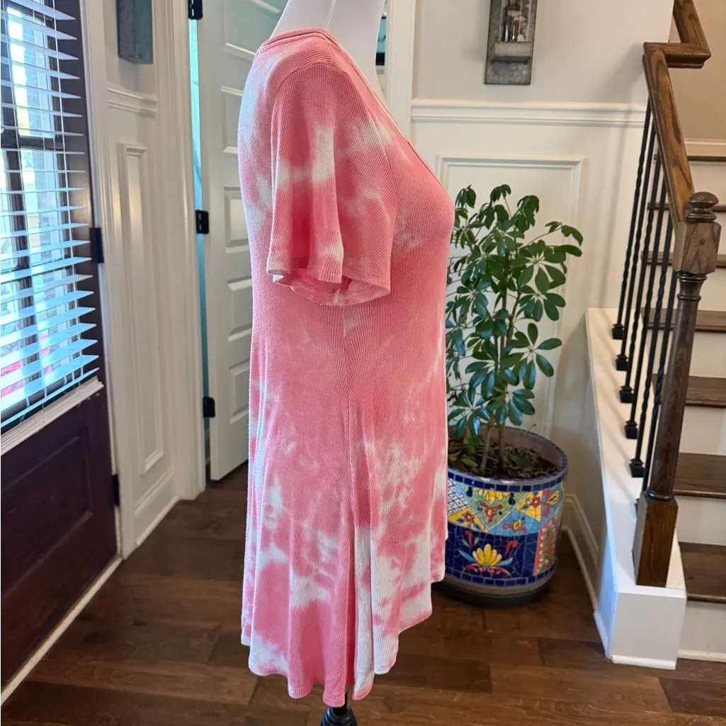 Hailey & Co Unique Ribbed Pink Tie-Dye Women's Top - Image 3