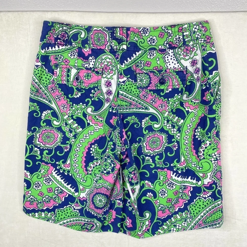 Vintage Lilly Pulitzer Randi Bermuda Royal Poinciana Green Blue Pink Shorts-2 - Image 4