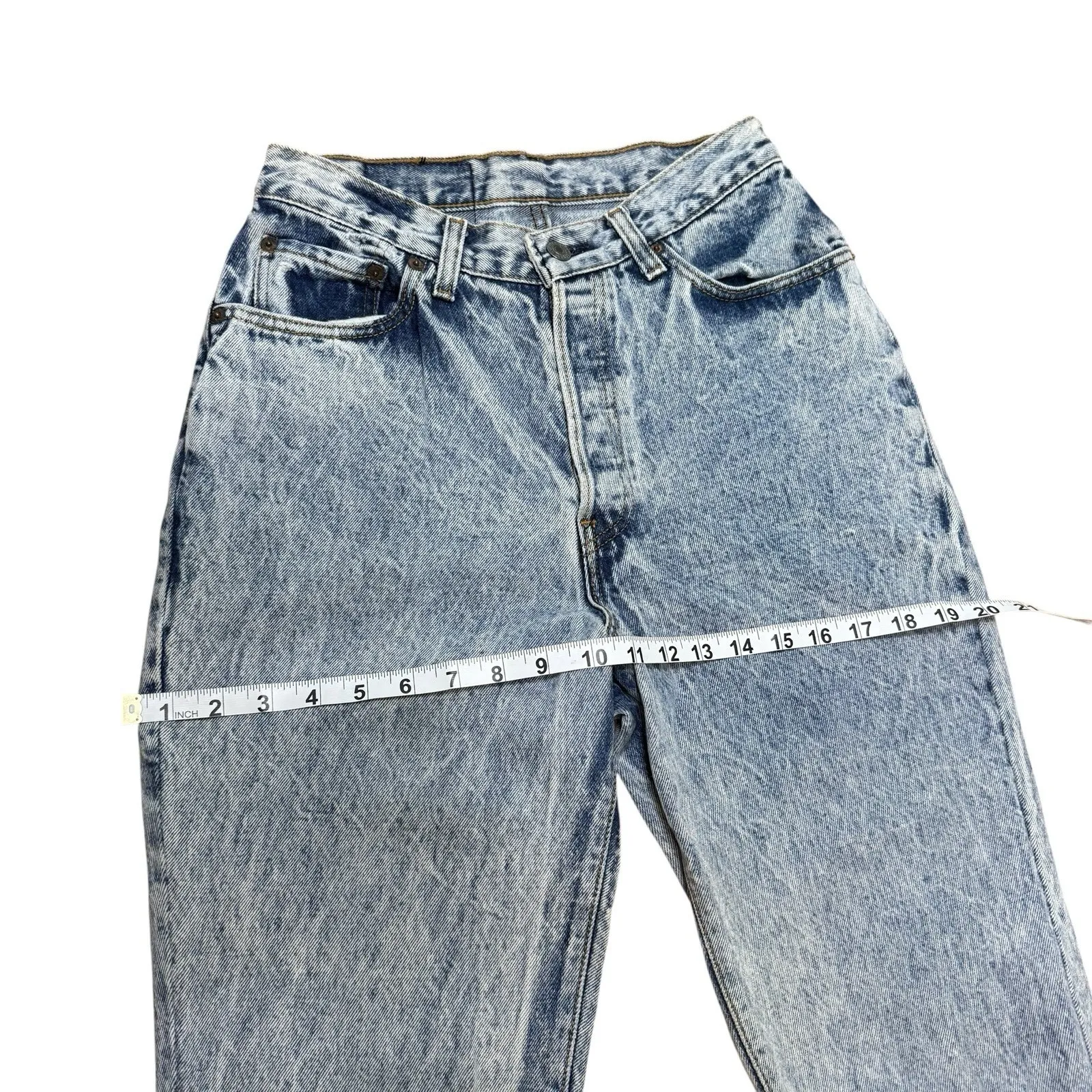 VTG Levis 701 USA MADE Acid Wash Straight Button‎ Fly Jeans Womens Sz 9 - Image 7