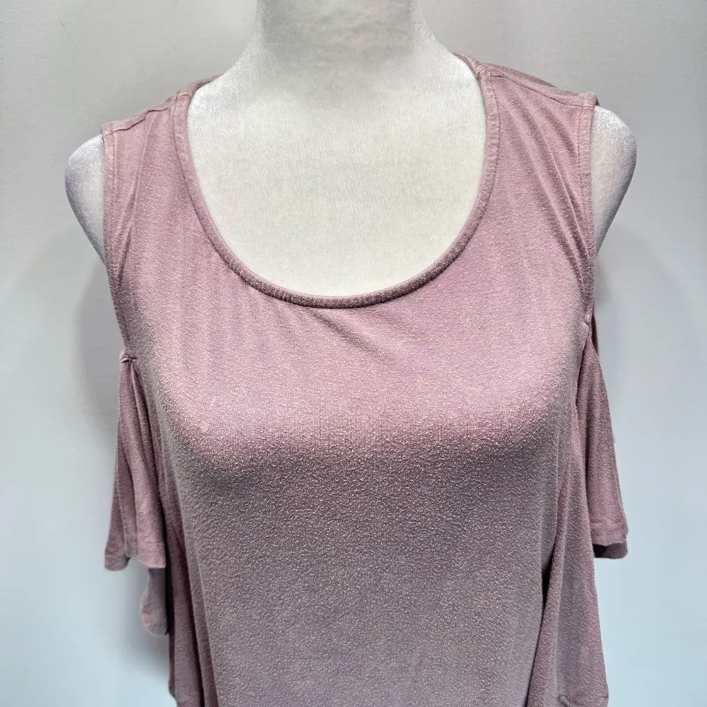 Mauve Ruffle Off Shoulder Cold Shoulder Tunic by Grace & Lace Vintage Look NEW Pink Size M - Image 8