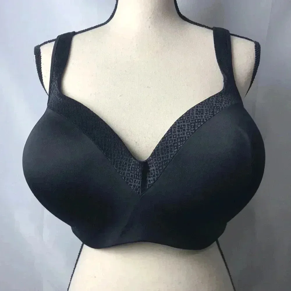 EUC  PLAYTEX WOMENS SZ 44DDD WIDE STRAP BLACK BRA - Image 2