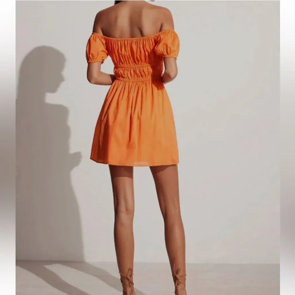 FAITHFULL THE BRAND Viola Mini Smocked‎ Dress In Orange Size Medium - Image 2