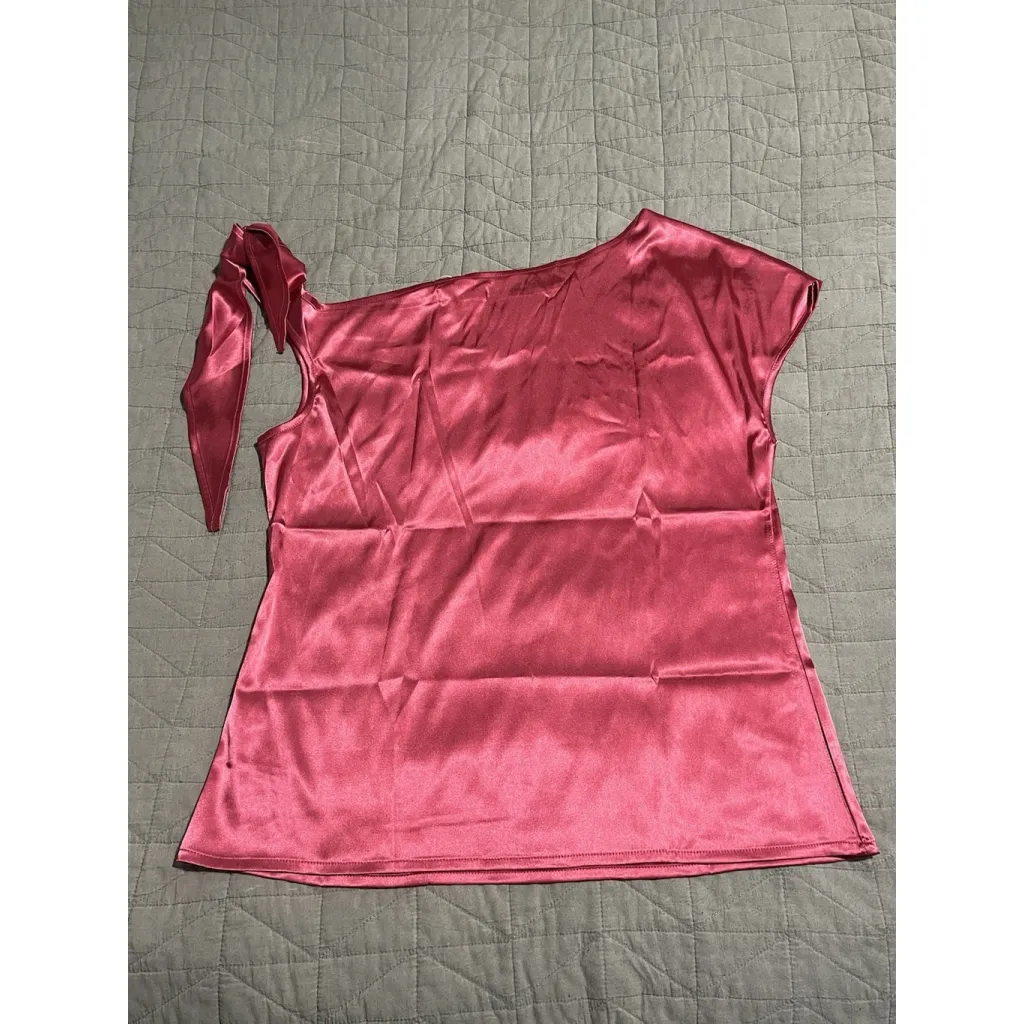 Vidussa Off Shoulder Top Womens Size L Pink Shimmer Tie Sleeve Short Sleeve NWT Size L - Image 11