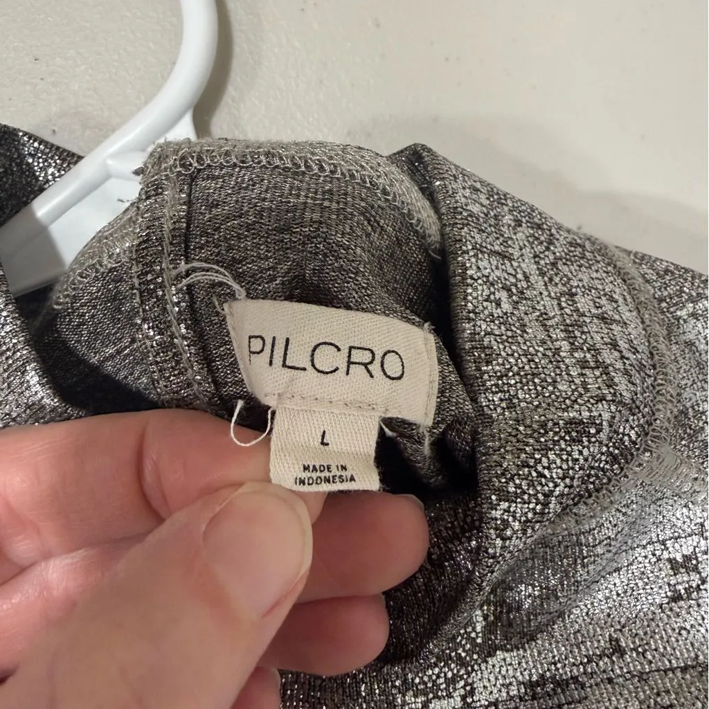 Pilcro Shimmering Silver Women's Top Size Large EUC - Image 7
