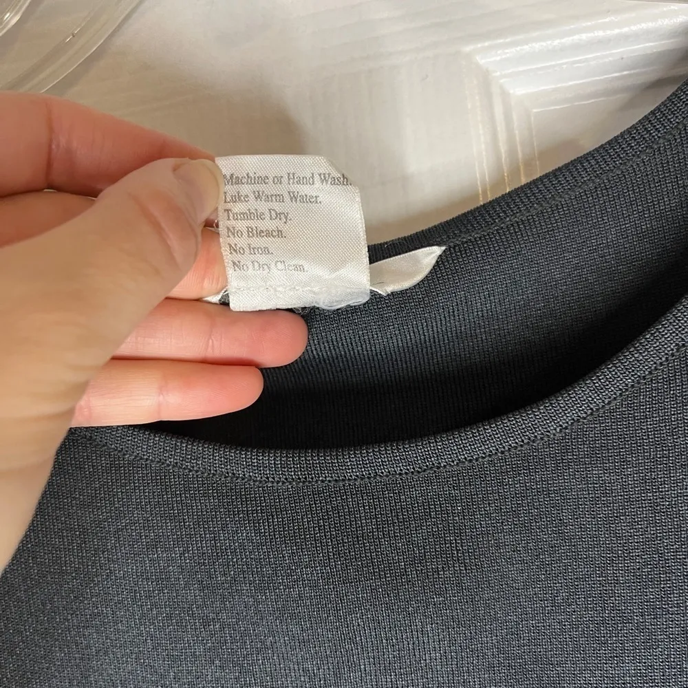 Exclusively Misook Split Hem Solid Black Tank Top - Image 5