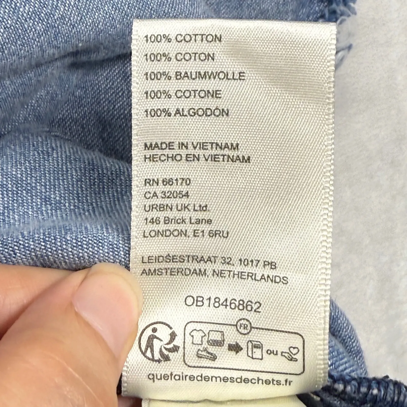 We The Free Another Love Denim Tunic Top Smocked Frayed Hem Blue Extra Small‎ - Image 7