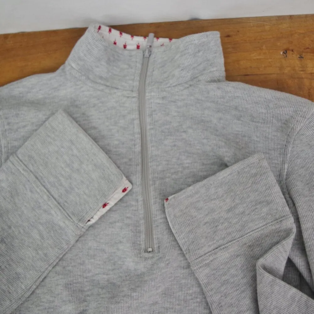 Orvis Quarter Zip Contrasting Trim Grey Pullover Small - Image 3