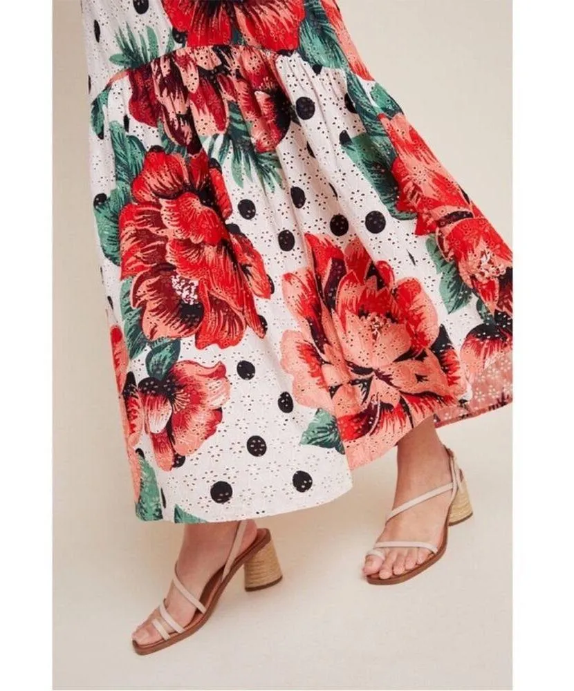 NWT Farm Rio x Anthropologie Riviera Eyelet Maxi Dress Floral Womens Size 6 - Image 5