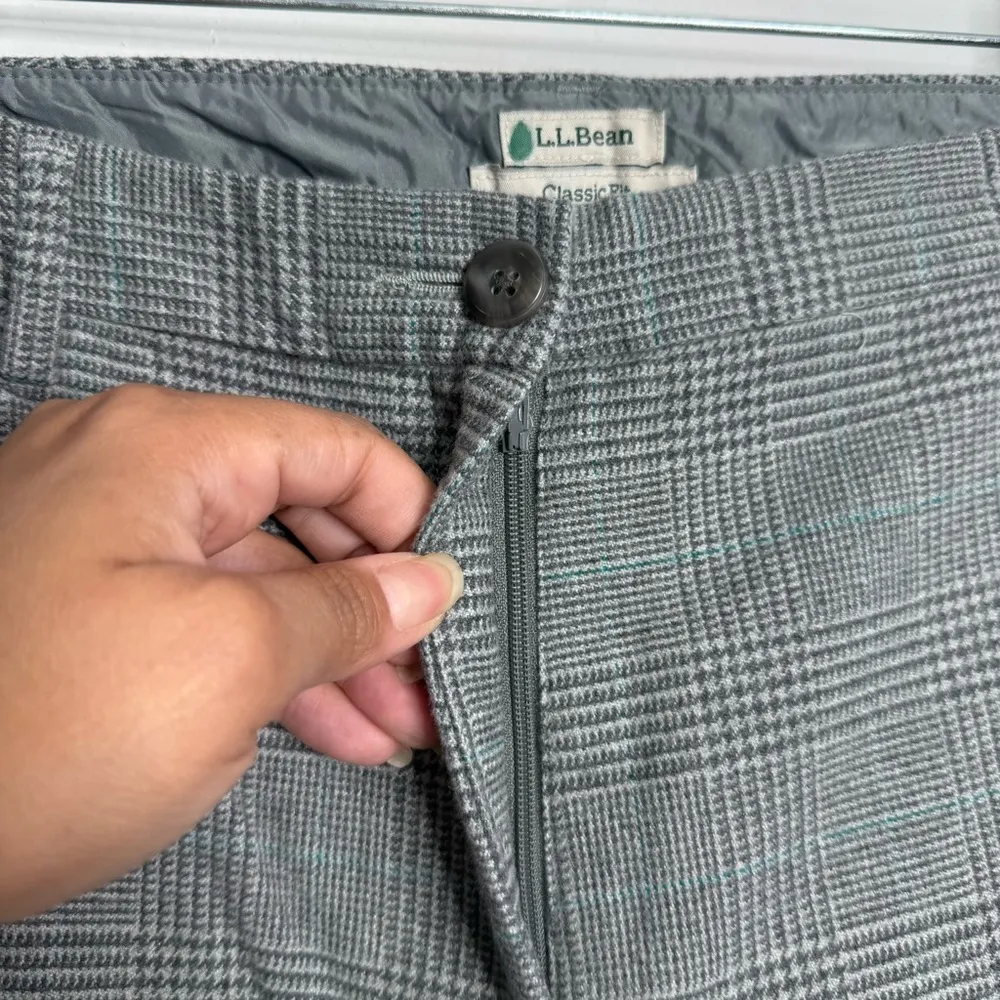 NWT L.L. Bean Womens Classic Fit Weekend Pant Prince Of Wales Light Gray 18 Tall - Image 5