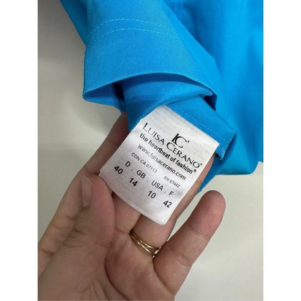 Luisa Cerano Blue 3/4 Sleeve Women’s Boatneck Blouse Size 10 Blue - Image 7