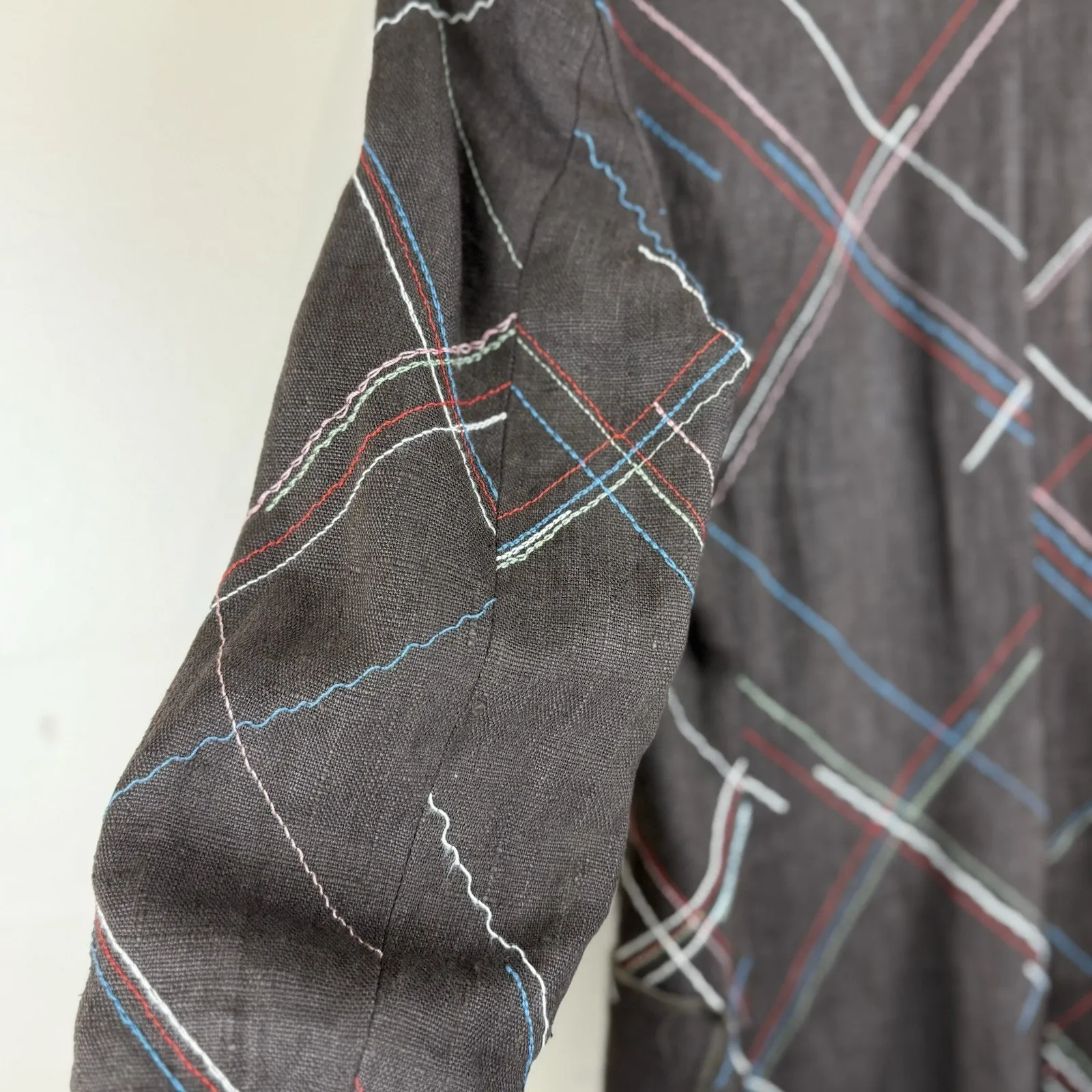 Moschino Cheap and Chic Women’s Blazer Size 6 Linen Stitched Plaid Vintage Boho Brown - Image 10