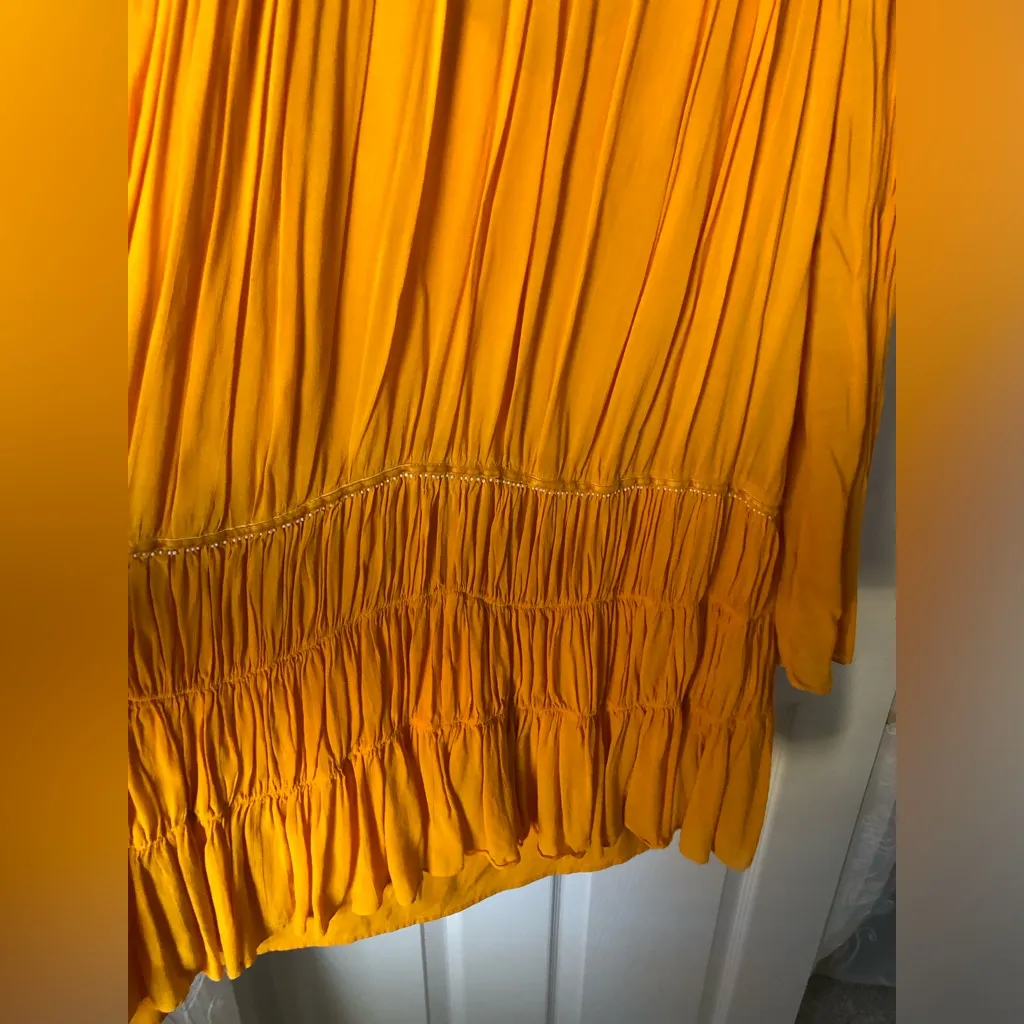 Zara drop waist Beaded details Sheer Trafaluc mini dress long sleeves sz S - Image 5