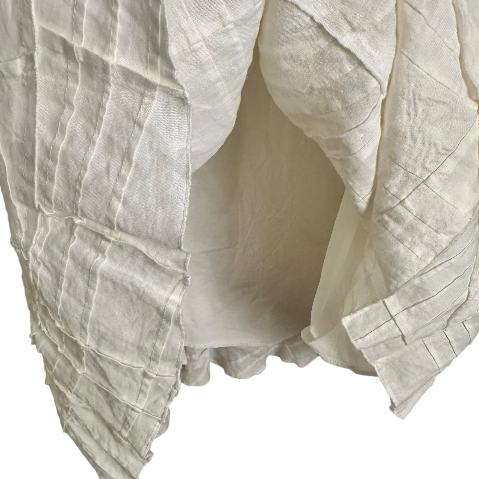 J.Jill Tucked Lagenlook Boho Ramie Midi Peasant Skirt Sz Large Fall Festival White - Image 5