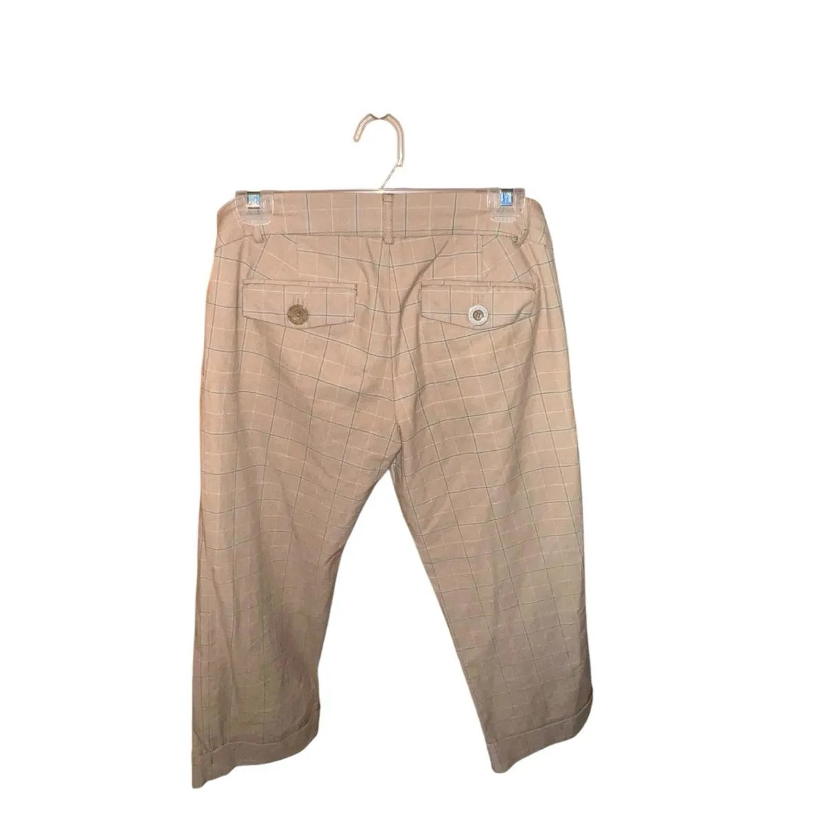 VTG 1990s Abercrombie & Fitch Tan Plaid Capri Cuffed Pants - Image 5