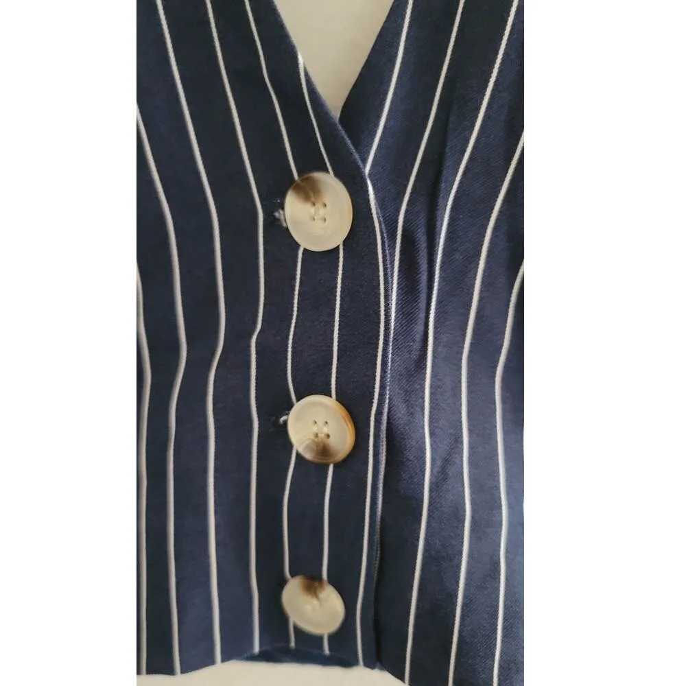 Danielle Bernstein by WeWoreWhat Bella Pinstripe Vest Blue XXL NEW - Image 8