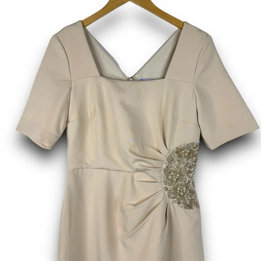 JS Collections Ashley Draped Column Gown Square Neck Special Event Champagne 4 - Image 5