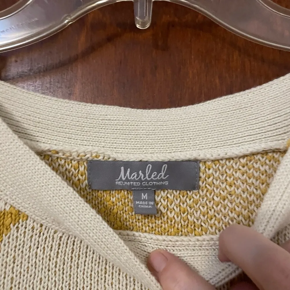 Marled Star Print Cotton Sweater Size M - Image 4